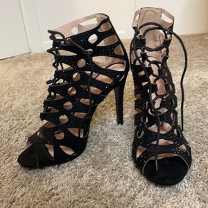 Fashion Nova Size 10 Black Embellished Stilettos
